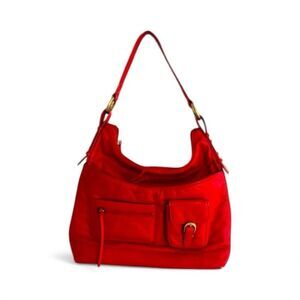 Vintage ILI New York Toronto Red Genuine Leather Tote Shoulder Bag Handbag